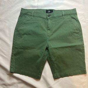 Size 34, 7 For All Mankind luxe performance green twill shorts. Good condition